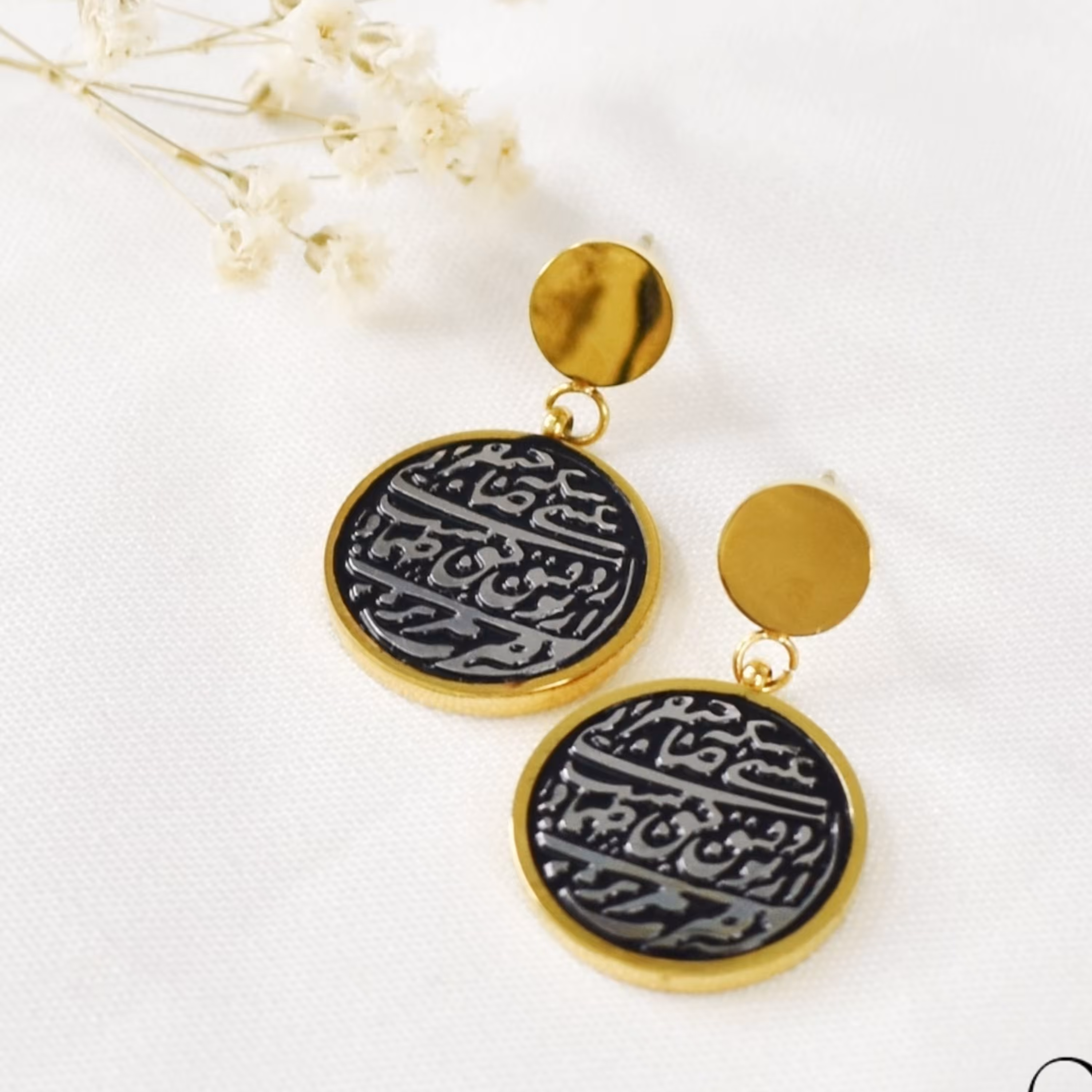 گوشواره استیل سیاه قلم  ضدحساسیترنگ ثابت  کد6681