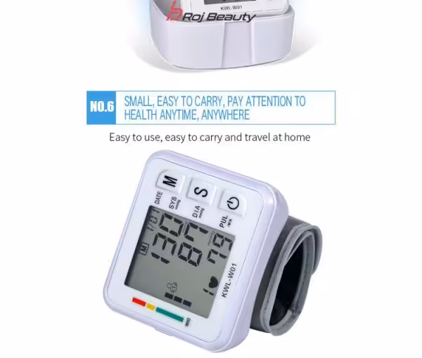 مانیتور فشار خون مچ دست قابل حمل KWL-W01 فشار سنج فشار سنج دیجیتال سخنگو