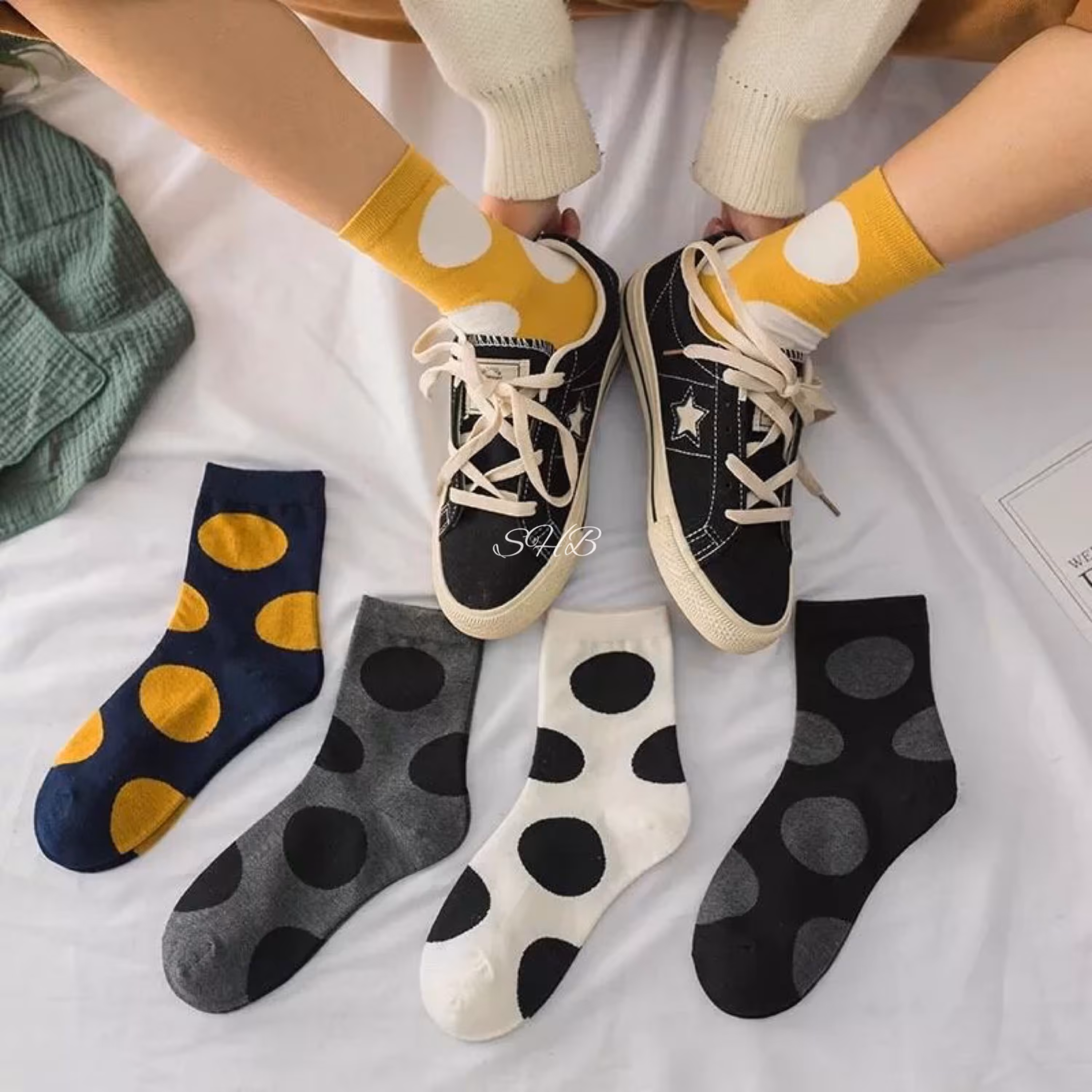 جوراب توپ توپی ساقدار در 5رنگ مختلف(بسته10عددی)