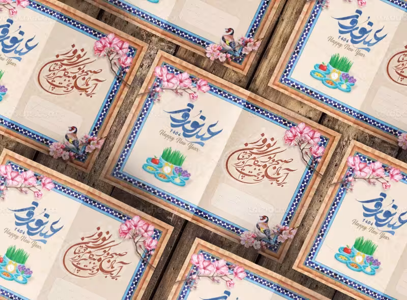 طرح قابل ویرایش کارت پستال عید نوروز | گرافیک با طعم تربچه