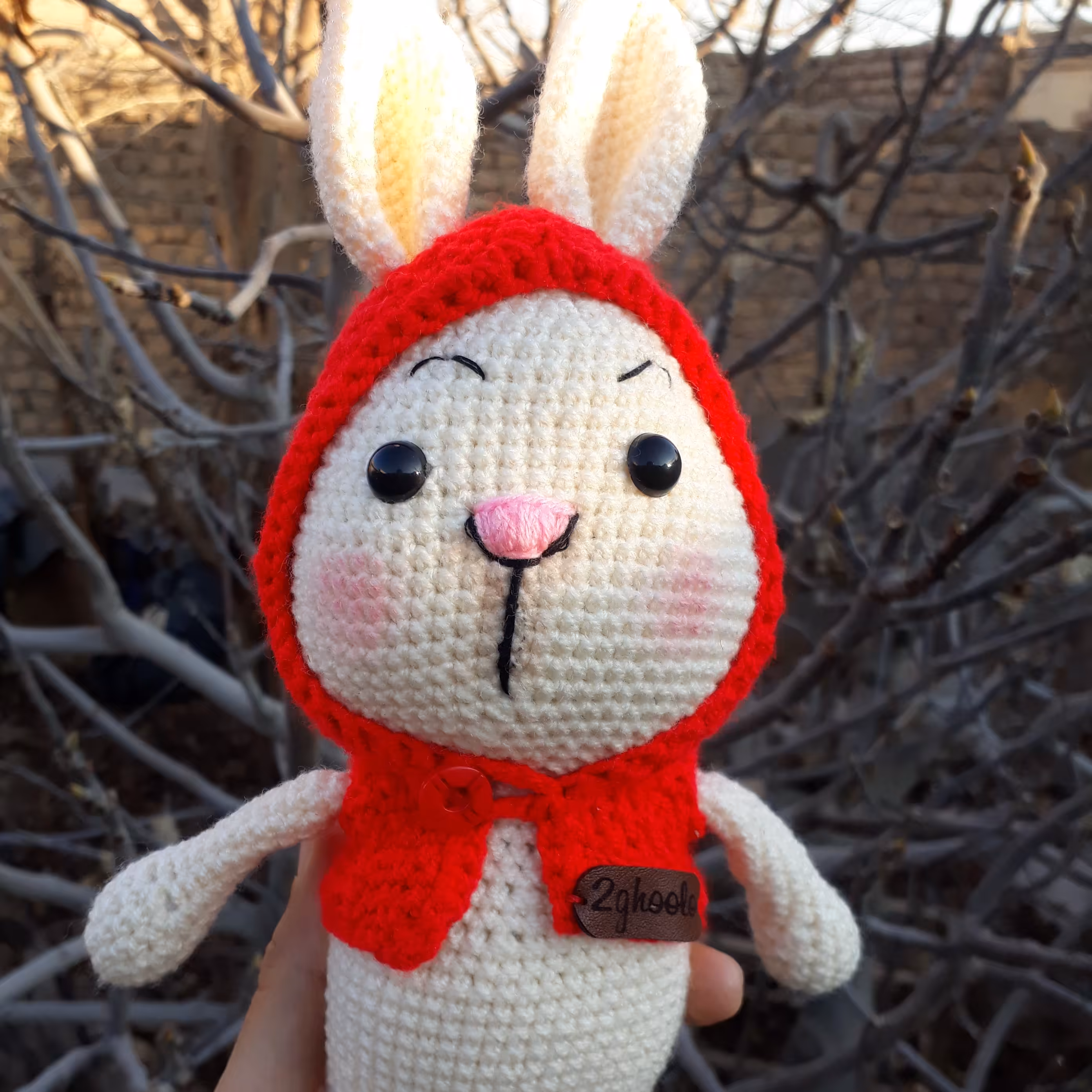 عروسک دست بافت خرگوش 25سانتی