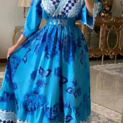 پیراهن ساحلی زنانه حریر طرحدار مدل نوبهار