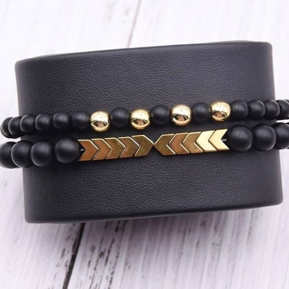 دستبند سنگ حدید طلایی