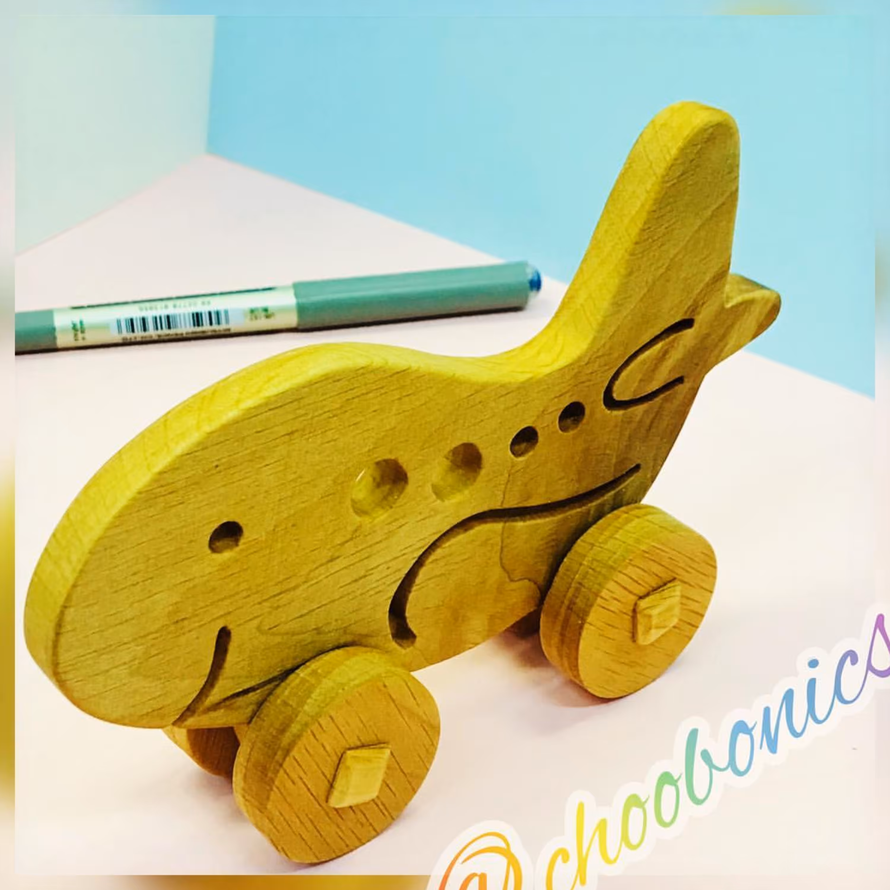 ماشین اسباب بازی چوبی-ارگانیک مدل هواپیما-جیمبو