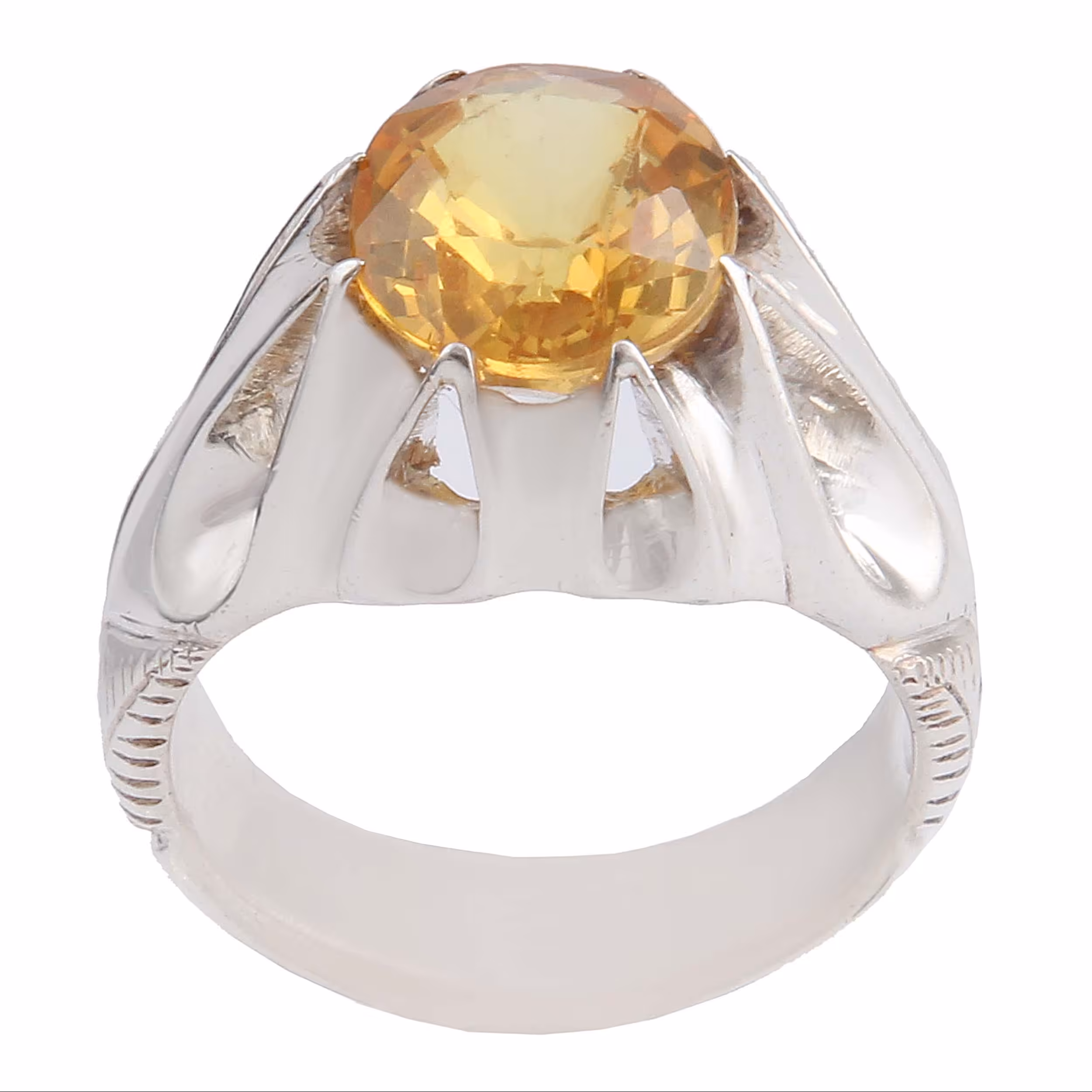 انگشتر نقره مردانه بازرگانی میلادی مدل سنگ سیترین رکاب دست ساز کد AM2836