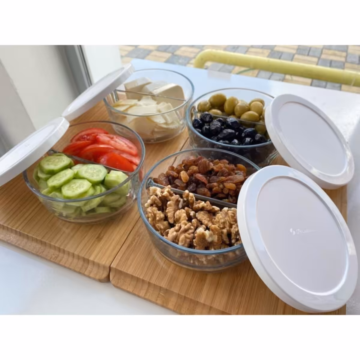 ظرف نگهدارنده دو قسمتی درب دار پاشاباغچه مدل پولار کد 530683 یک عددی