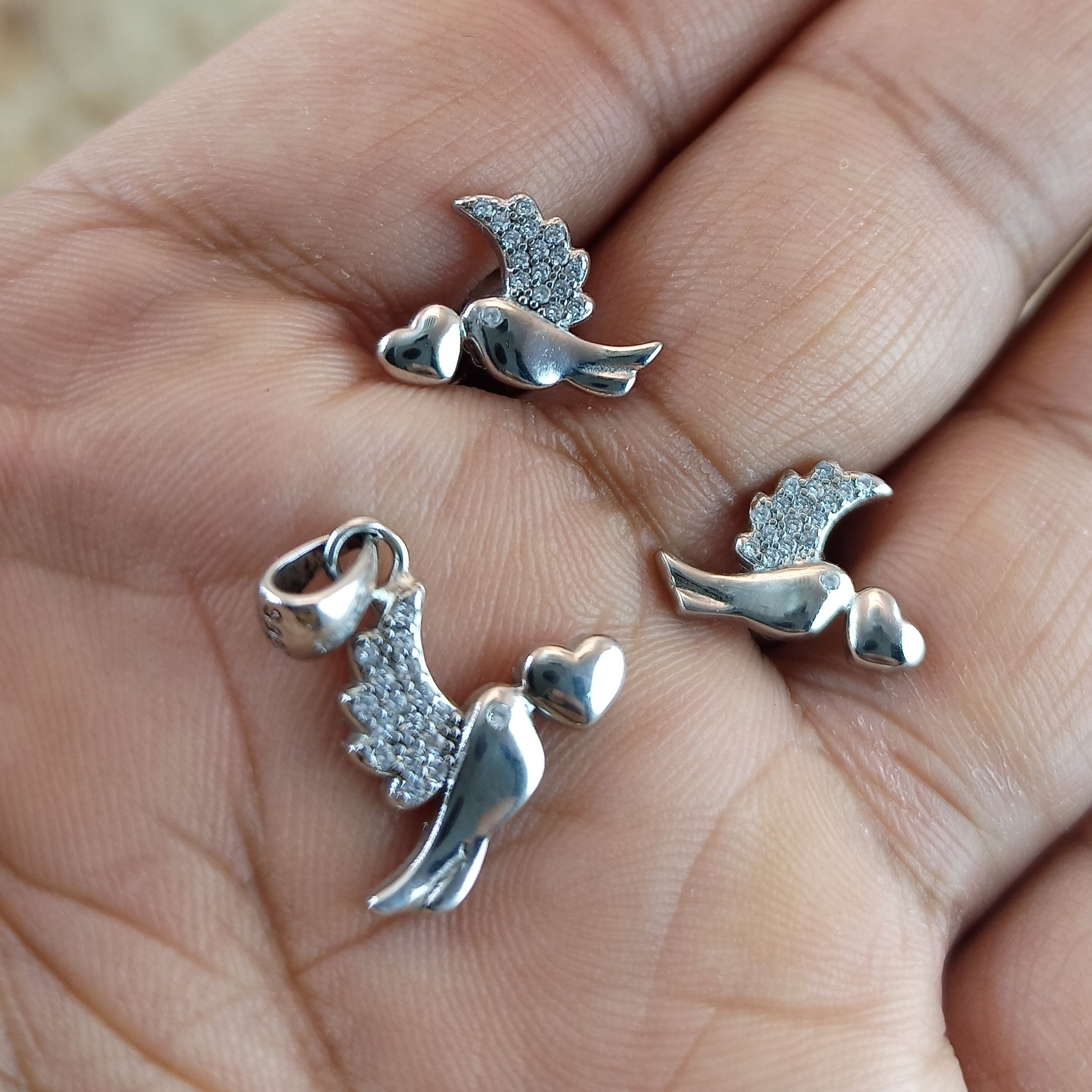 نیمست نقره طرح پرنده عشق