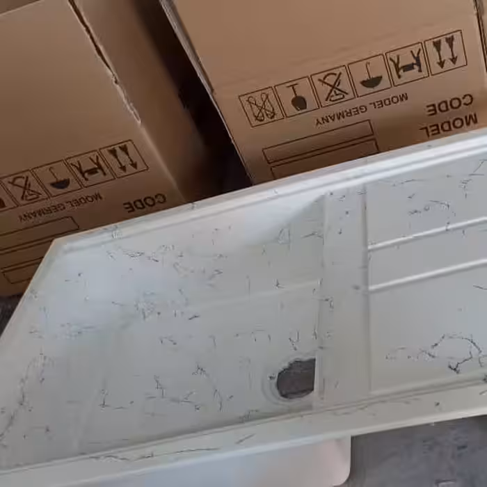 سینک ظرفشویی گرانیتی تک لگن با سینی کد P406 سفید رگه نقره ای (ارسال به شهرستانها از طریق باربری پسکرایه)