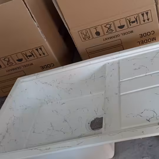 سینک ظرفشویی گرانیتی تک لگن با سینی کد P406 سفید رگه نقره ای (ارسال به شهرستانها از طریق باربری پسکرایه)