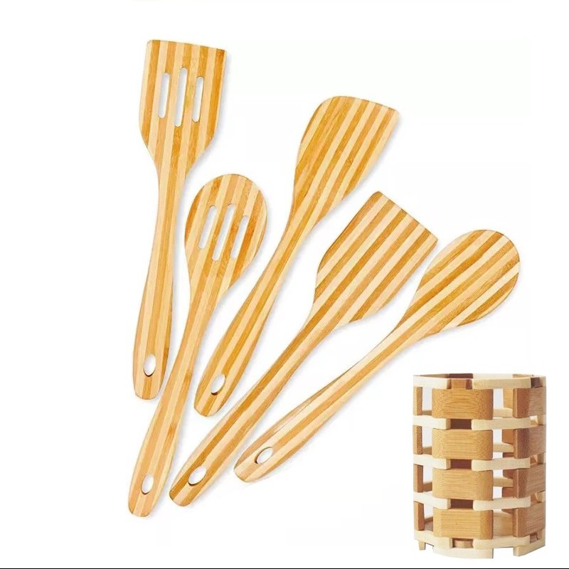 سرویس 6 پارچه کفگیر و ملاقه چوبی بامبو برند جینجیالی کد Gw4010100