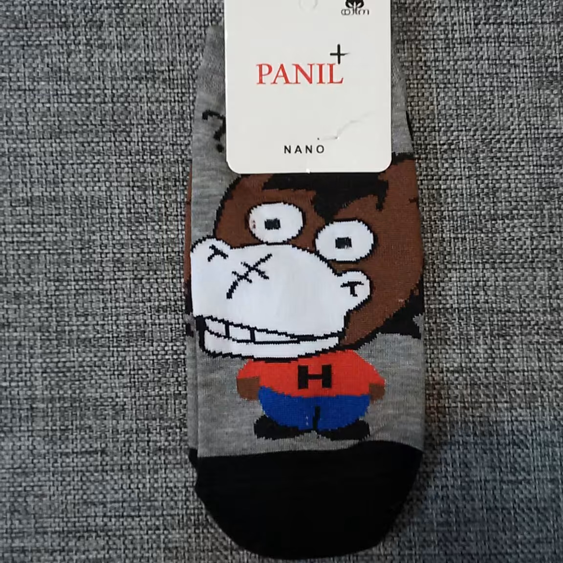 جوراب نخی مچ پایی بادوام و زیبا فری سایز برند پانیل طرح الاغ خندان