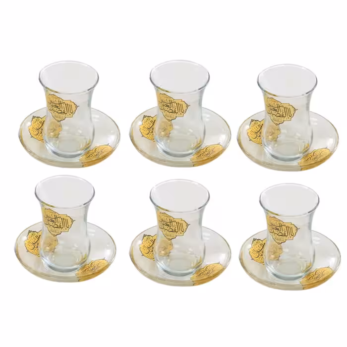 102633-ست استکان و نعلبکی کمرباریک یا اباالفضل ع-6تایی-12پارچه-طرح ستاره ای