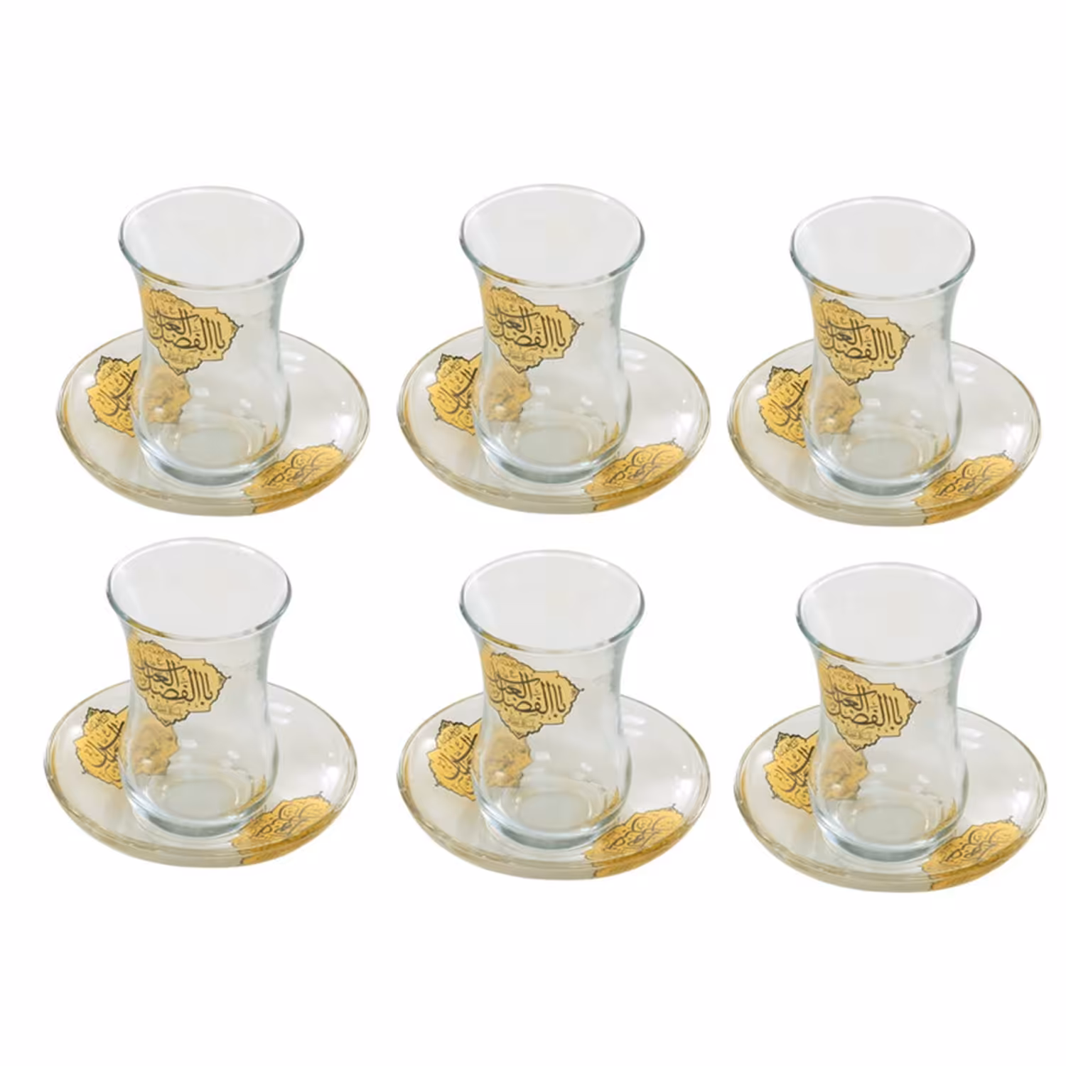 102633-ست استکان و نعلبکی کمرباریک یا اباالفضل ع-6تایی-12پارچه-طرح ستاره ای