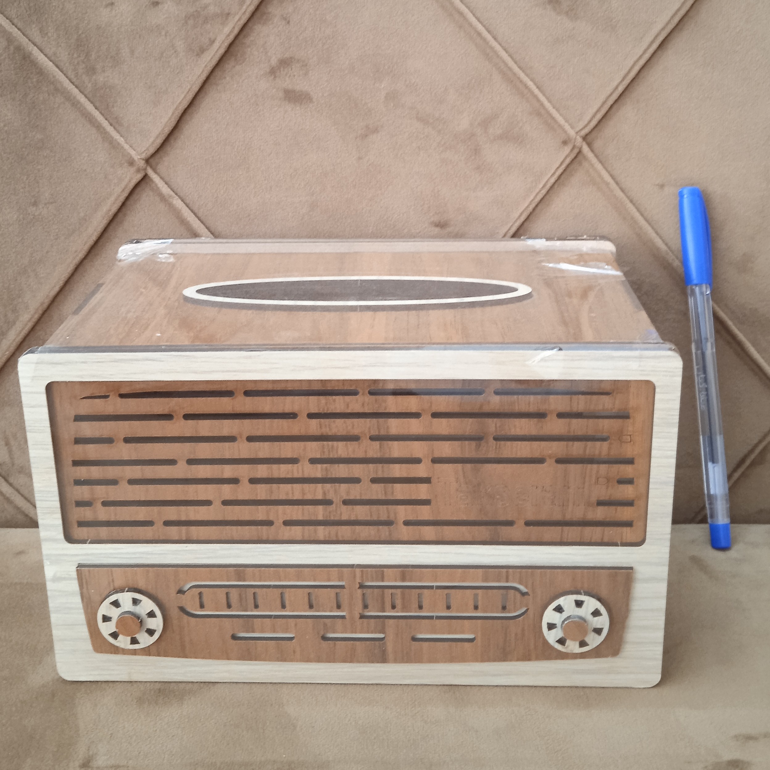 جا دستمال کاغذی مدل رادیو چوبی