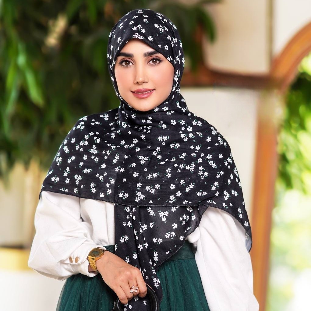 روسری گلگلی شکوفه سفید ،سوپر نخ (کد 231)