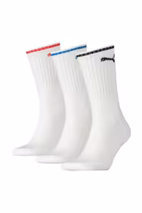 جوراب سفید مردانه و زنانه های ورزشی یونیزکس 3 بسته خط خدمه تنیساکنن استریفن Puma