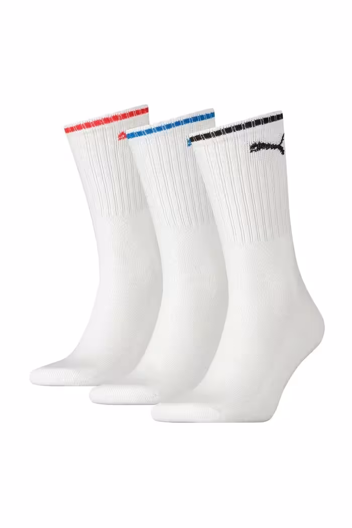 جوراب سفید مردانه و زنانه های ورزشی یونیزکس 3 بسته خط خدمه تنیساکنن استریفن Puma