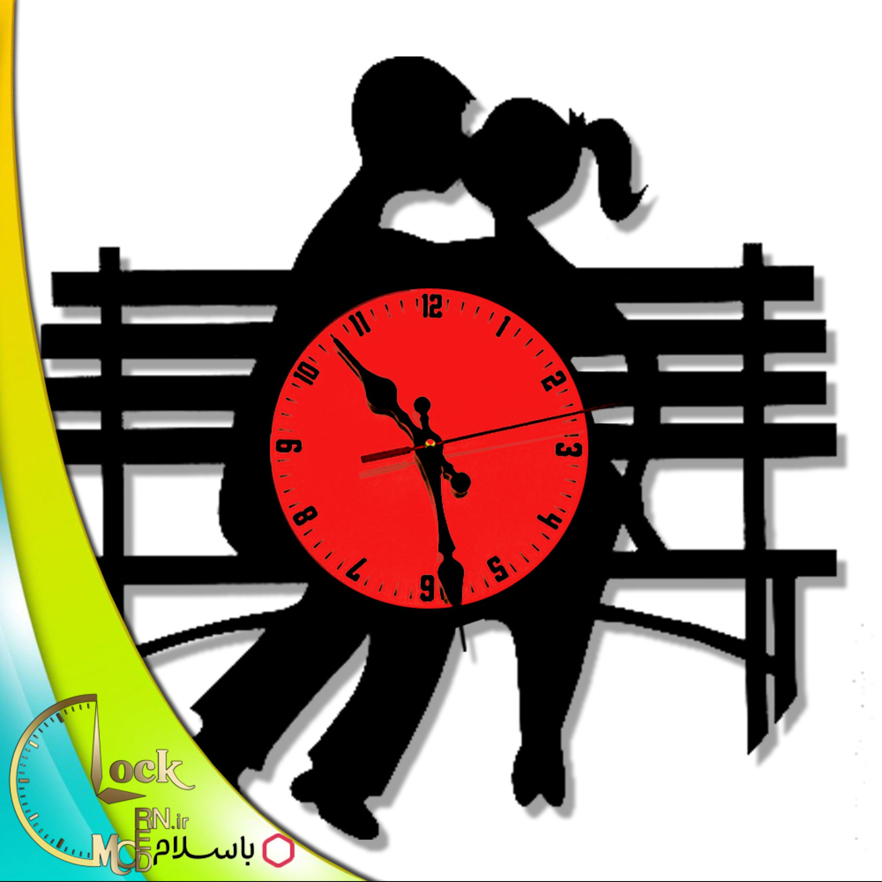 ساعت دیواری عاشقانه طرح نیمکت کد 392 (پس کرایه)