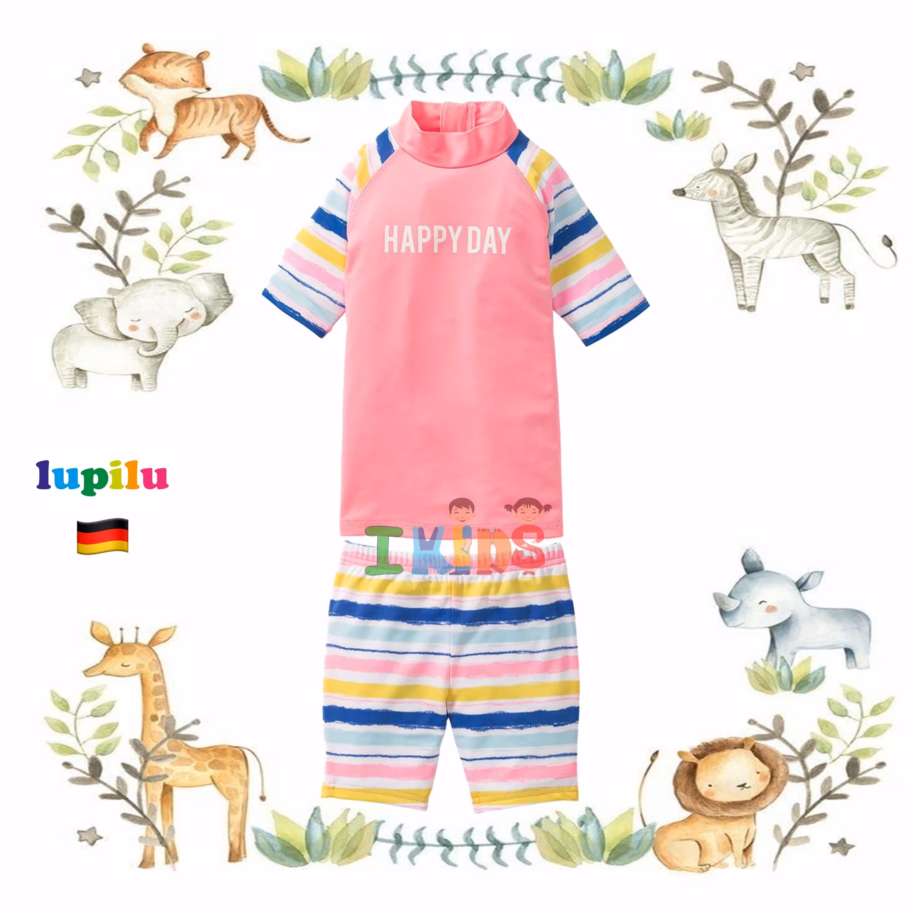 لباس ساحلی و مایو دخترانه صورتی برند لوپیلو  - lupilu کشور آلمان