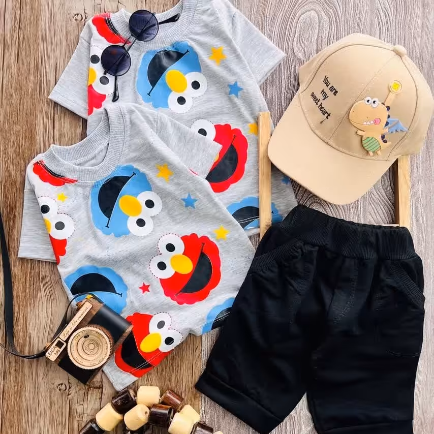 تیشرت شلوارک اسپورت بچگانه  دخترانه وپسرانه طرح جناب خان مناسب1تا7سال ارسال رایگان