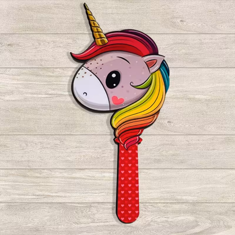 آینه دسته دار چوبی فانتزی اسب شاخ دار