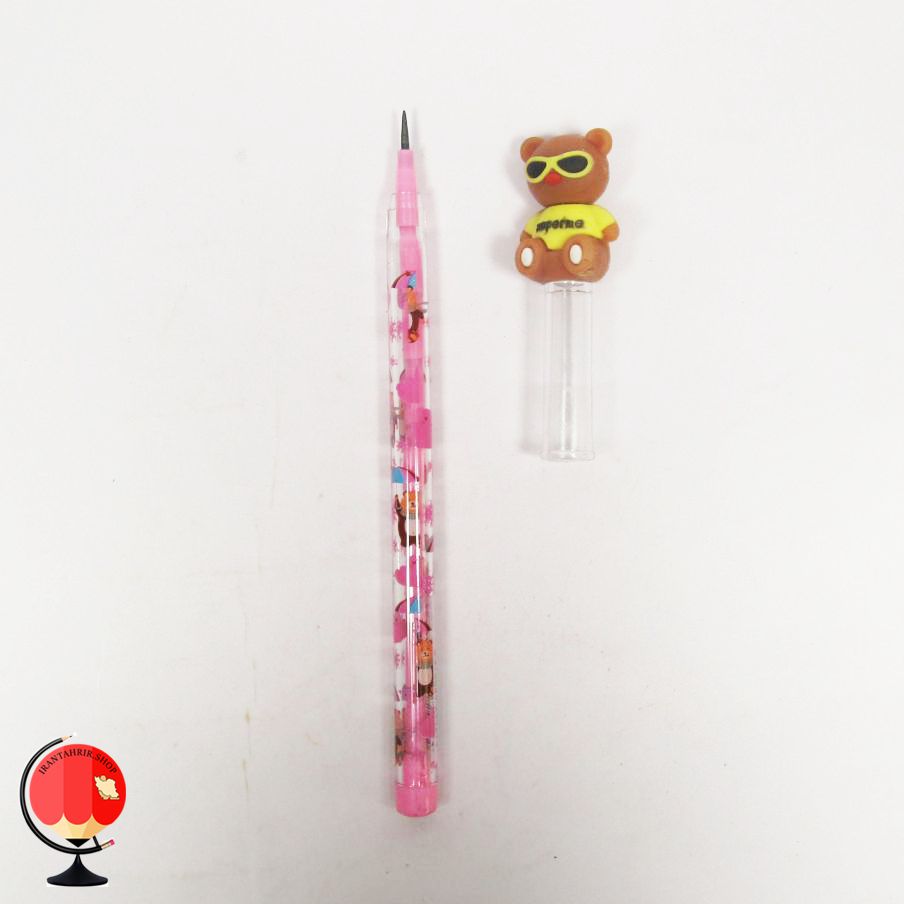 مداد نوکی فشنگی فانتزی طرح خرس رنگ صورتی