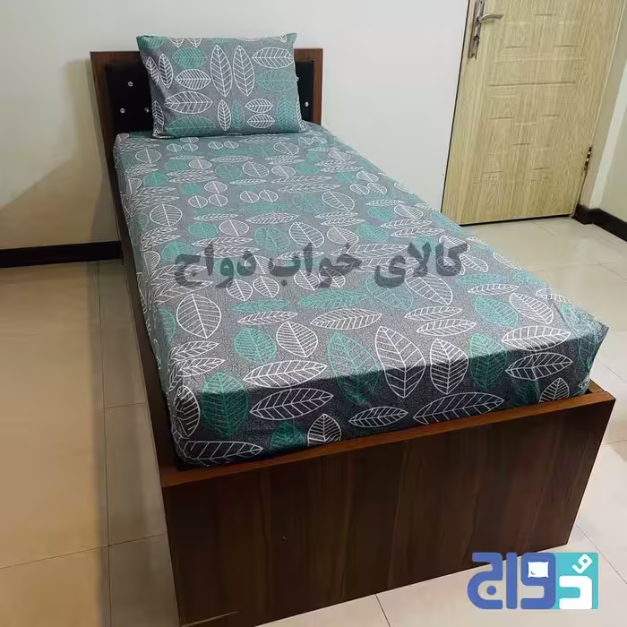 روتختی کشدار 2تکه تک نفره طرح ماکائو طوسی سبز(همراه با 7روز)
