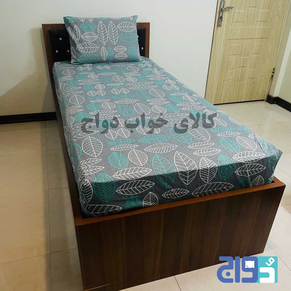 روتختی کشدار 2تکه تک نفره طرح ماکائو طوسی سبز(همراه با 7روز)