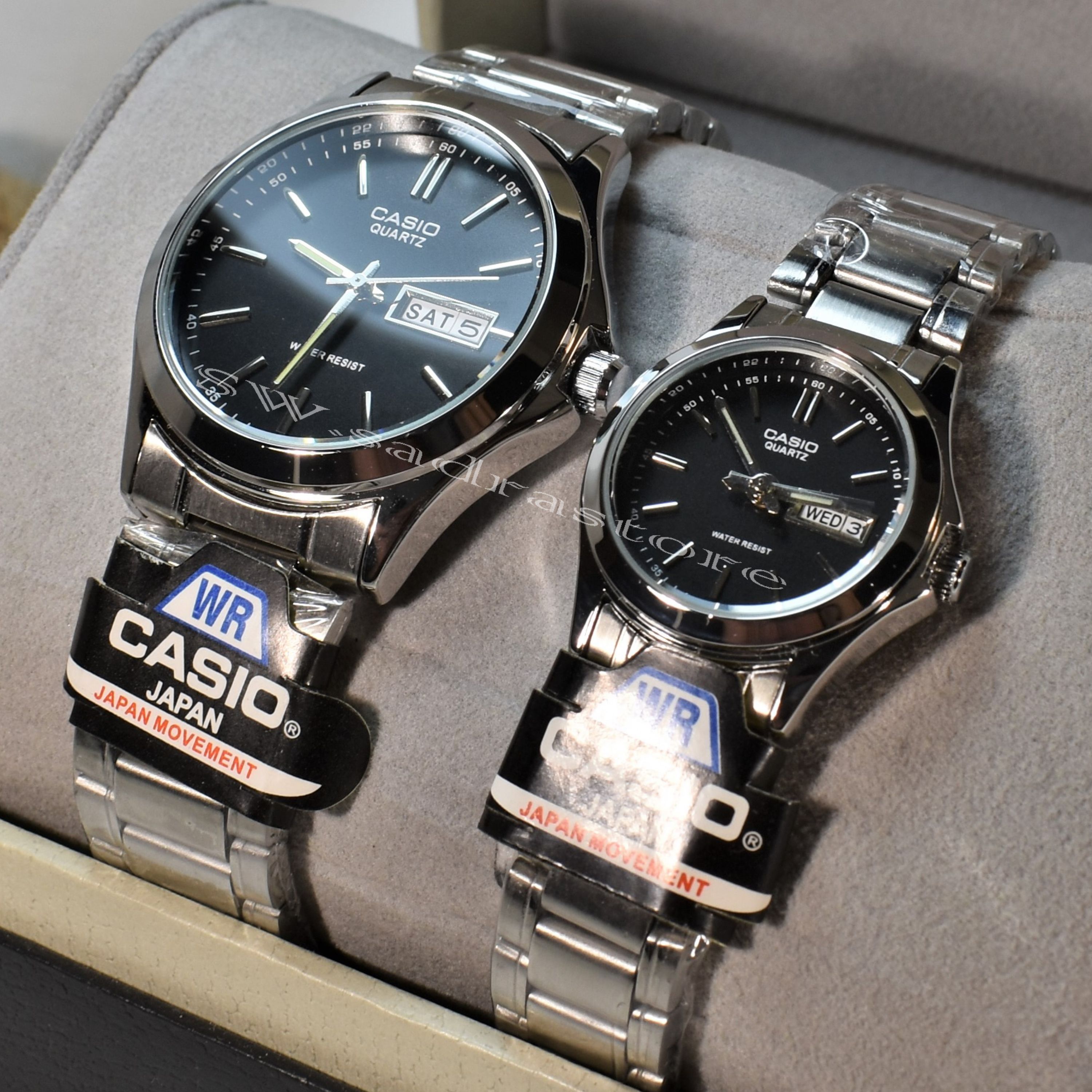 CASIO MTP1199 ست زنانه مردانه کاسیو موتور ساخت ژاپن دوتقویمه روزشمار و ایام هفته 