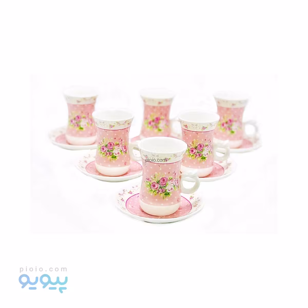 سرویس چای خوری گل دار صورتی