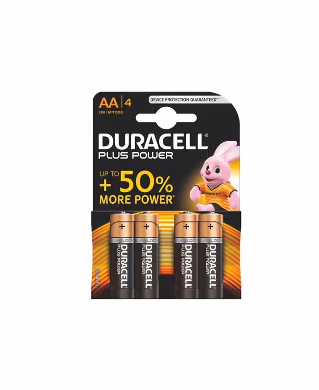 بسته چهارتایی باتری قلمی آلکالاین سری پلاس پاور دوراسل