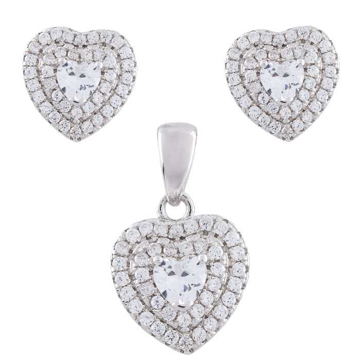 نیم ست نقره زنانه -مدل قلب- کد SHS-05