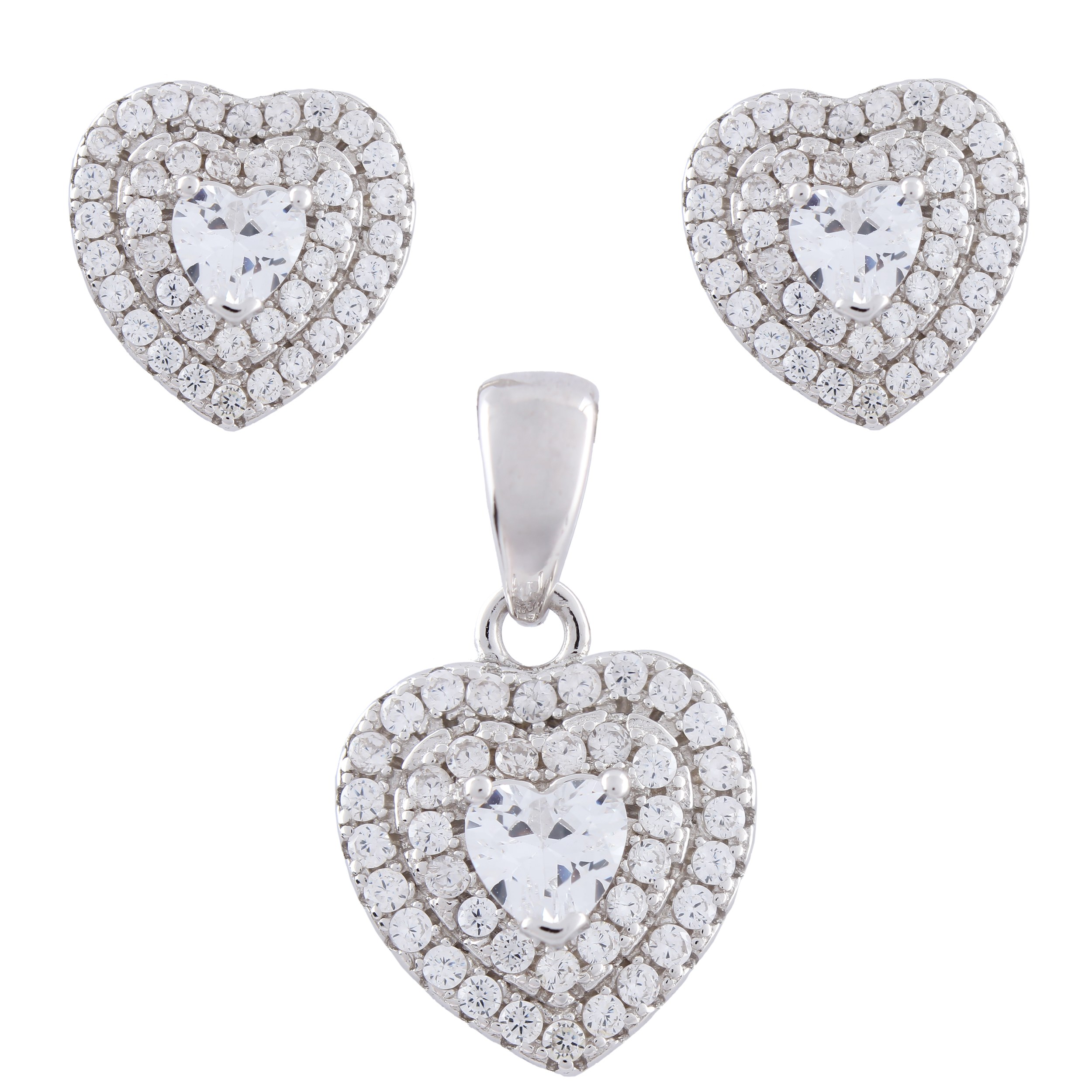 نیم ست نقره زنانه -مدل قلب- کد SHS-05