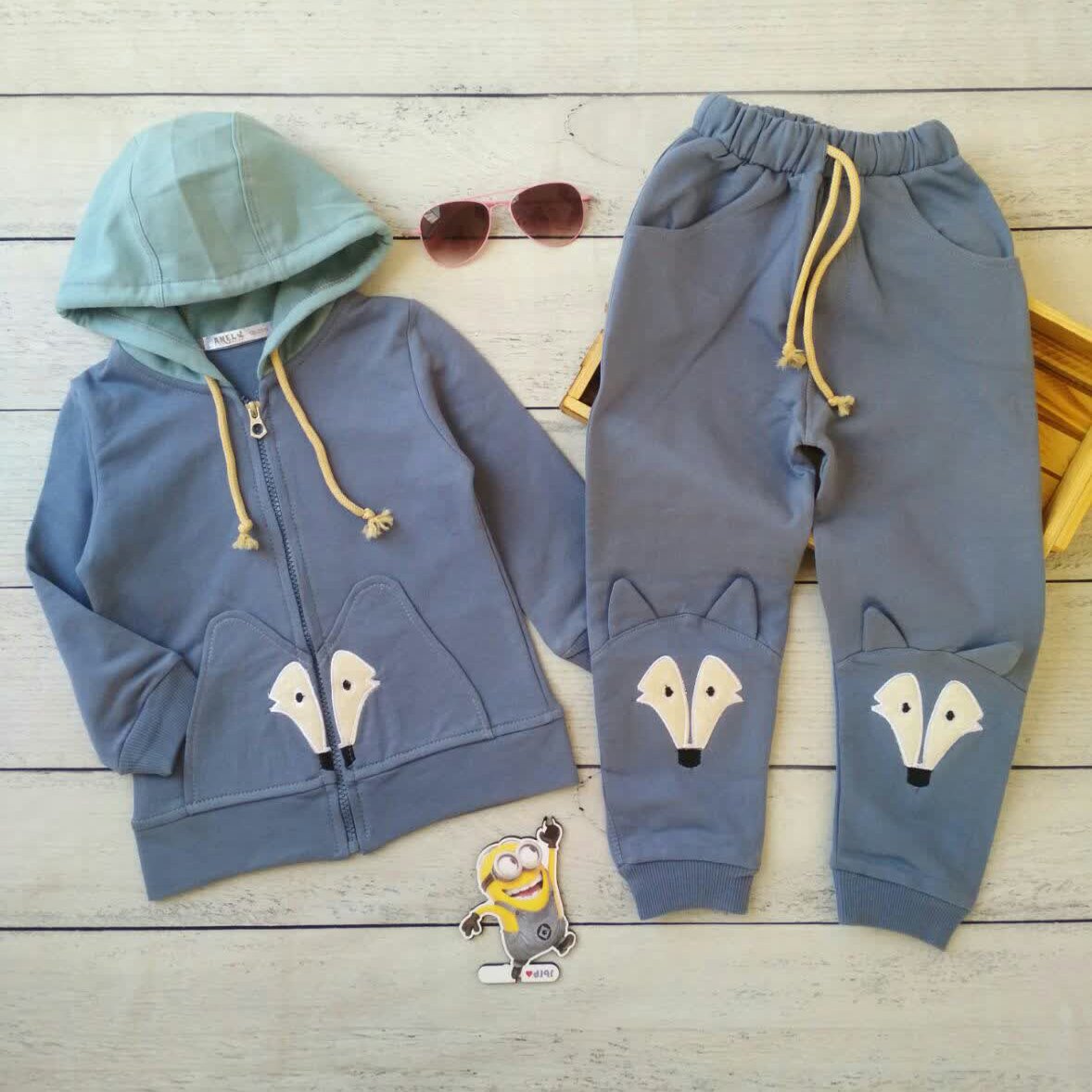 سویشرت شلوار اسپرت گلدوزی | سویشرت پسرانه و دخترانه | جنس پنبه دورس تک رنگ سایز 40 تا 55