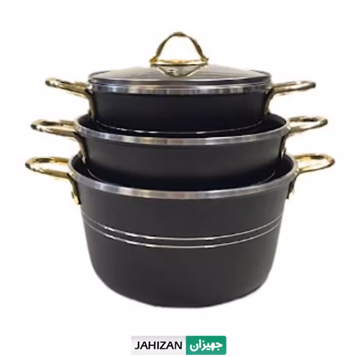 سرویس قابلمه دانشجویی 3 پارچه روناک (دسته طلایی)