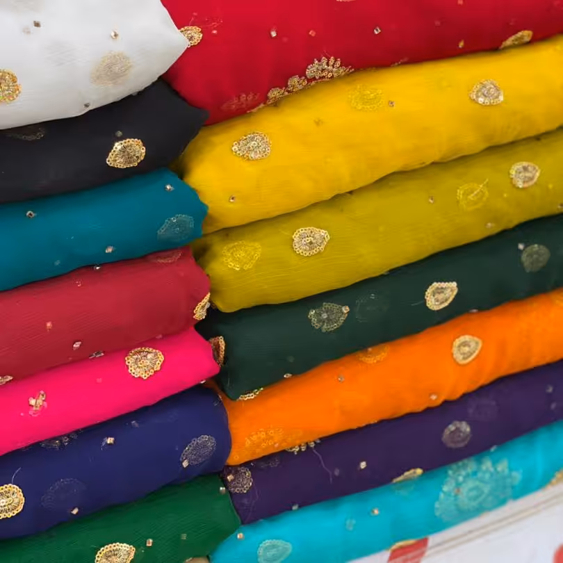 پارچه حریر پولک دوزی نگین دار عرض 110 در 13 رنگ زیبا