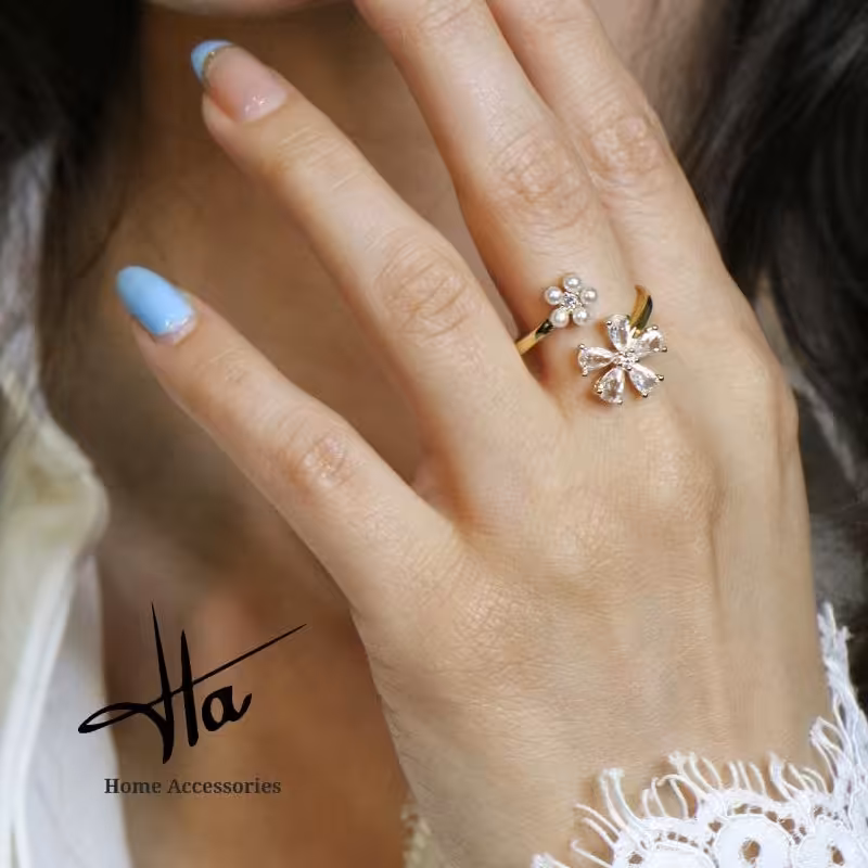 انگشتر دوگل نگین طلایی