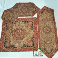 سرویس رومیزی ترمه سنتی 5 تکه خاتم رنگ کرم شکلاتی زرشکی ...