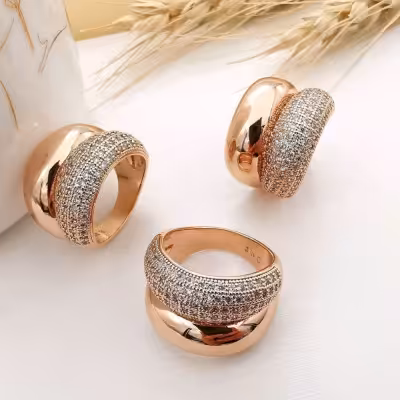 انگشتر دو لاین یک ردیف نگین