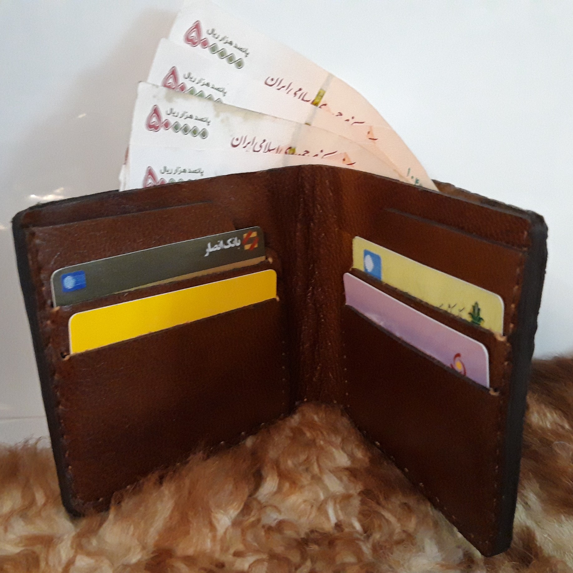 کیف پول مردانه جیبی چرم طبیعی و دستدوز