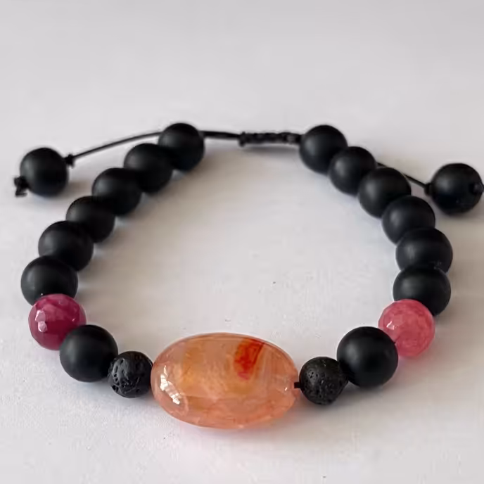 دستبند اونیکس و سنگ عقیق