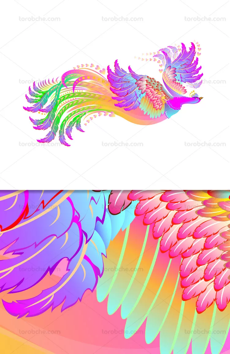 وکتور پرنده سیمرغ انتزاعی | گرافیک با طعم تربچه