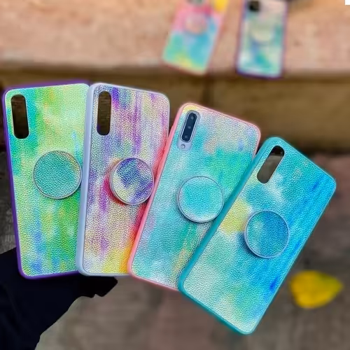 قاب چرمی هولوگرامی + پاپ سوکت برای شیائومی poco F3_mi11 i