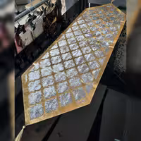 ست کامل رومیزی مخمل و چرم طلایی و طوسی شامل نهارخوری جلومبلی و 2عدد عسلی