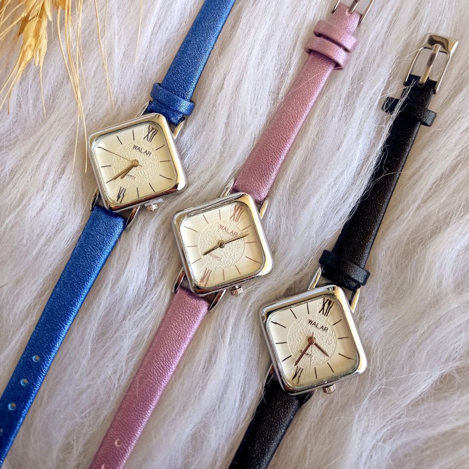 والار زنانه بند چرمی صفحه لوزی سفید.کاری خاص برای خاص پسند ها.در سه رنگ آبی.یاسی.مشکی.