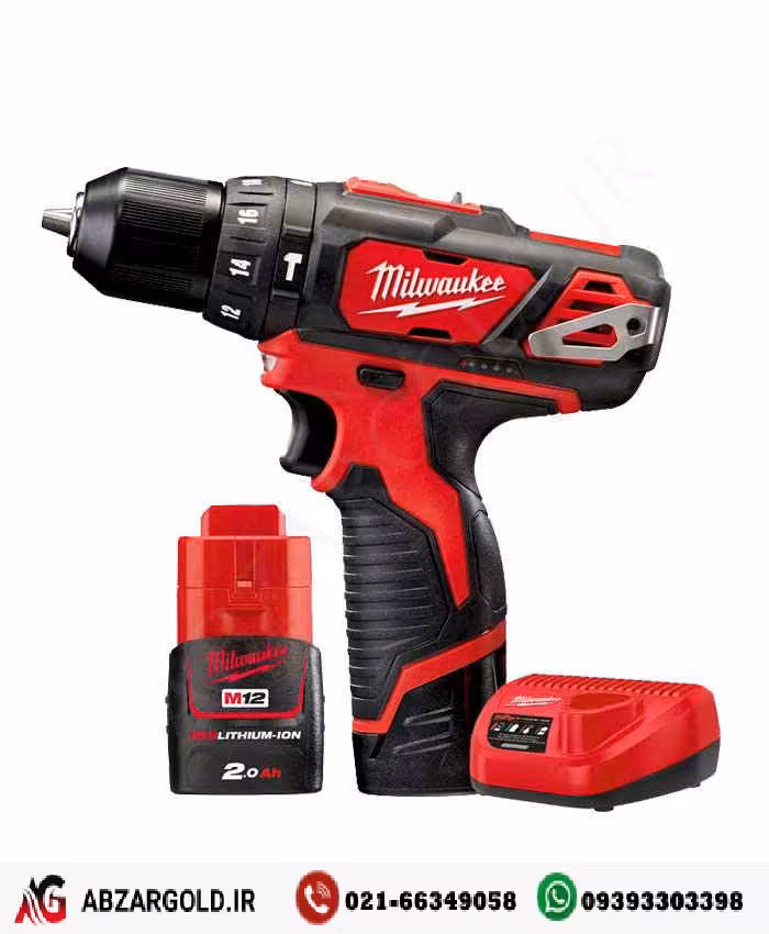 دریل شارژی میلواکی 12 ولت لیتیوم دو سرعته مدل M12BPD-202c