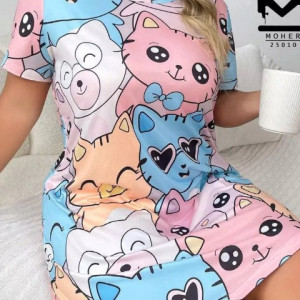 تونیک راحتی گربه های ملوس سایز بزرگ موجودی سوال شود