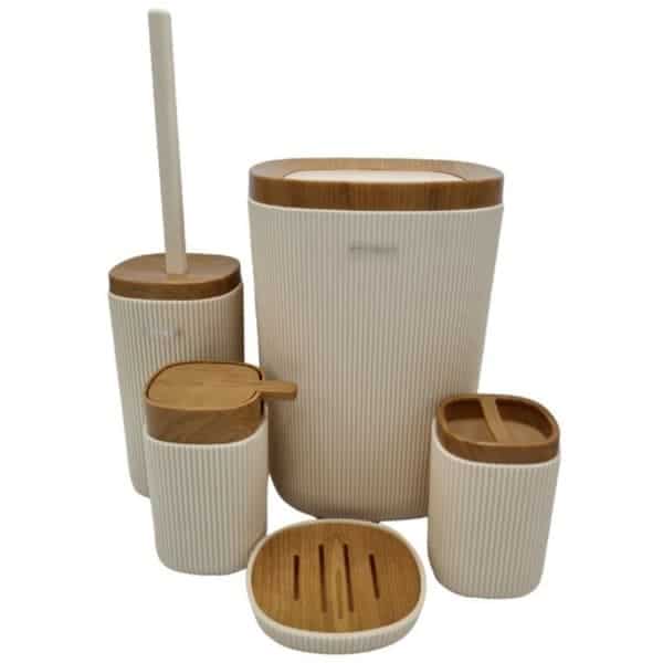ست بهداشتی 5 پارچه روما خطی (وانیلی چوب ) کنتراست