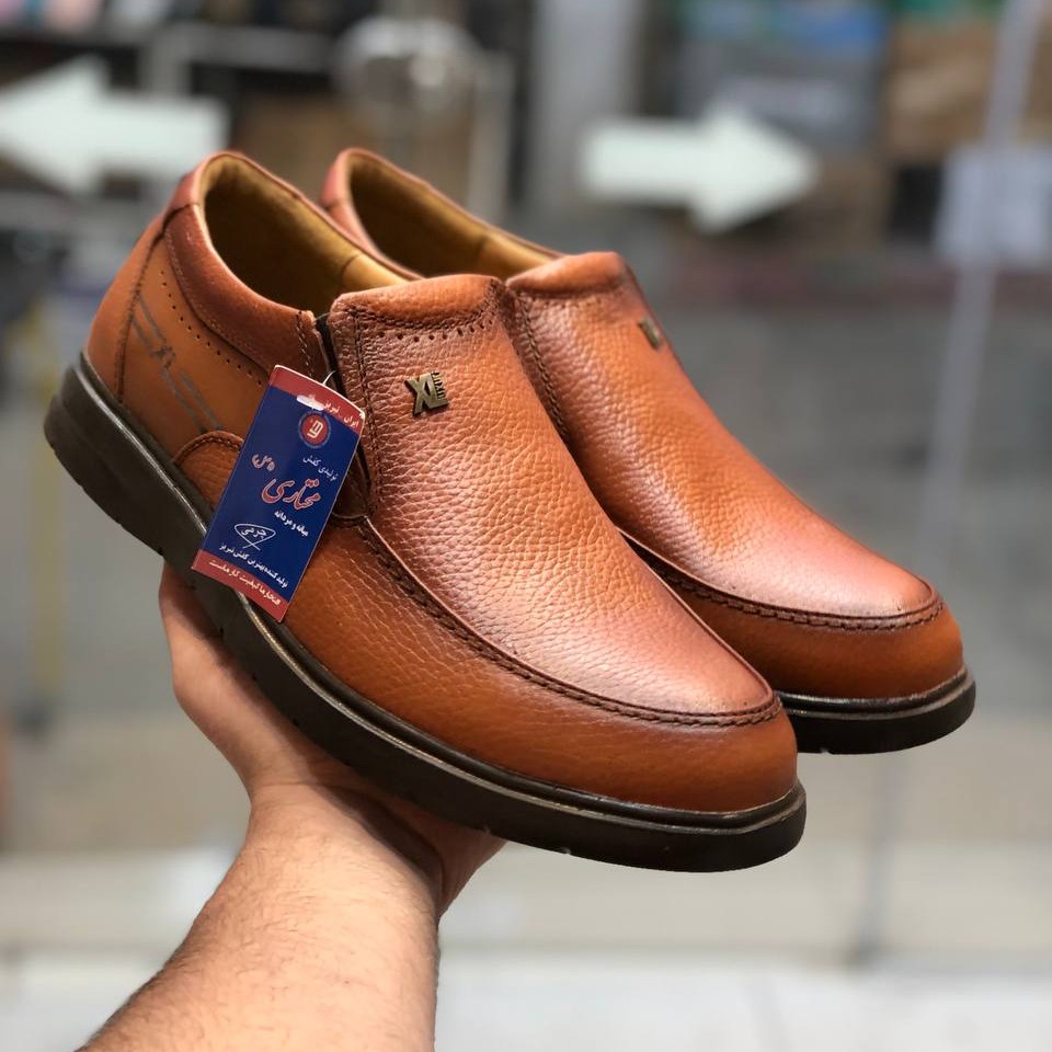 کفش چرم طبیعی  مردانه بی بند  مدل استار