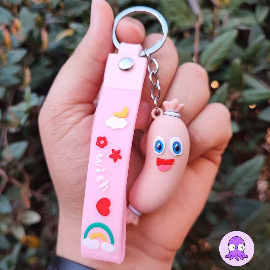 جاکلیدی سیلیکونی فانتزی طرح سوسیس خندان